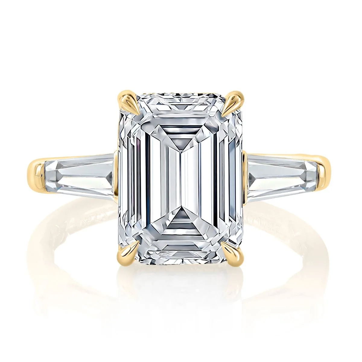 Emerald Cut and Tapered Baguette Diamond Engagement Ring, photograph 8