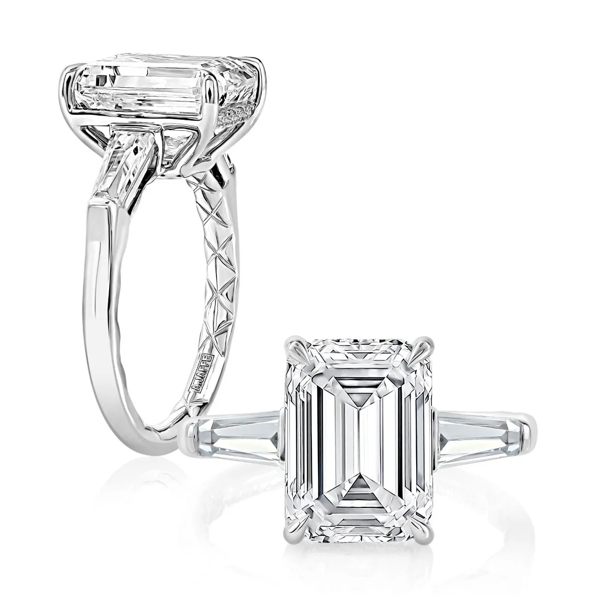 Emerald Cut and Tapered Baguette Diamond Engagement Ring