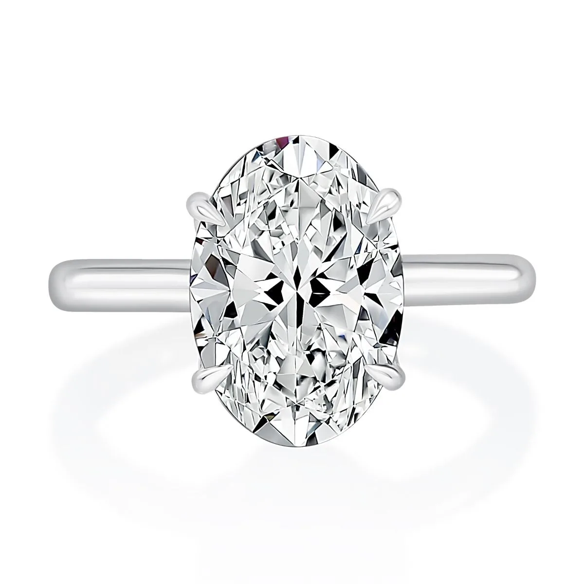 Oval Hidden Halo Diamond Engagement Ring, photograph 2