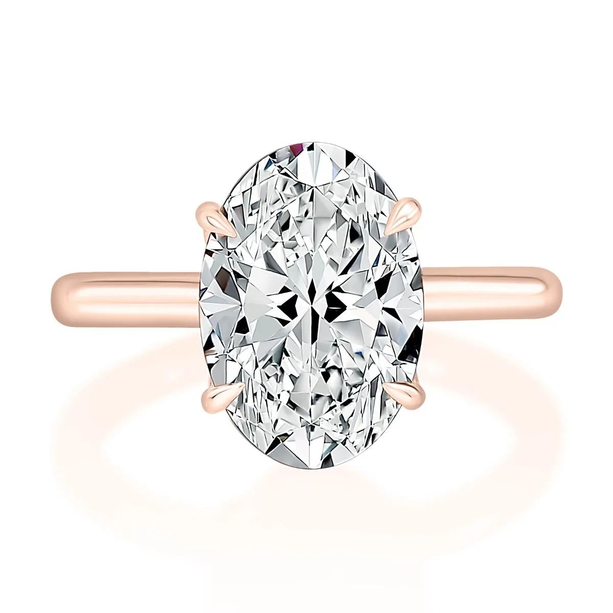 Oval Hidden Halo Diamond Engagement Ring, photograph 8