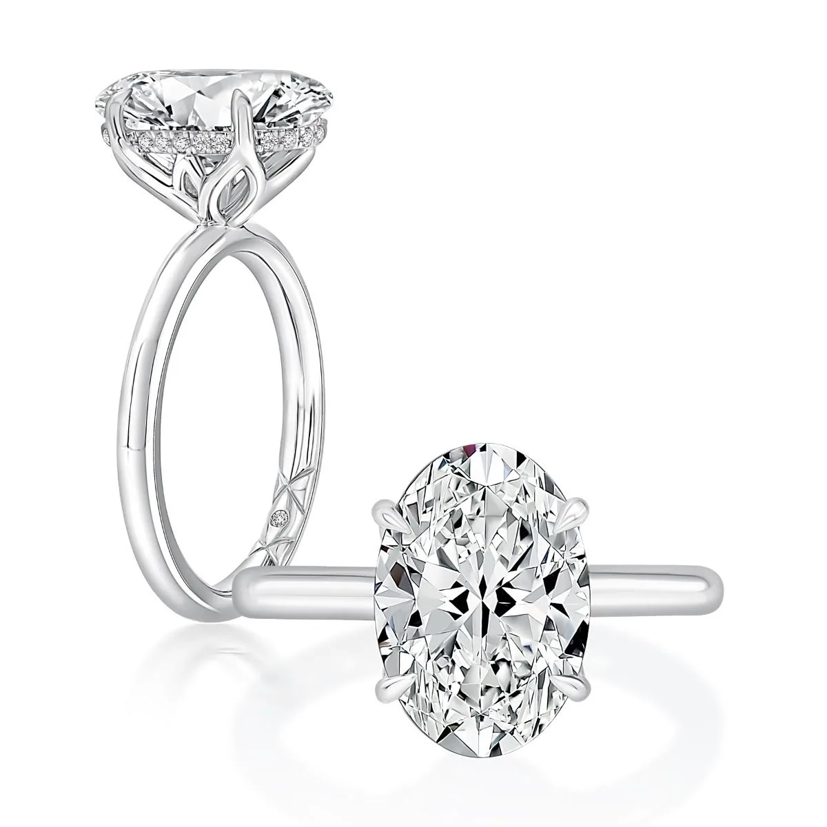 Oval Hidden Halo Diamond Engagement Ring