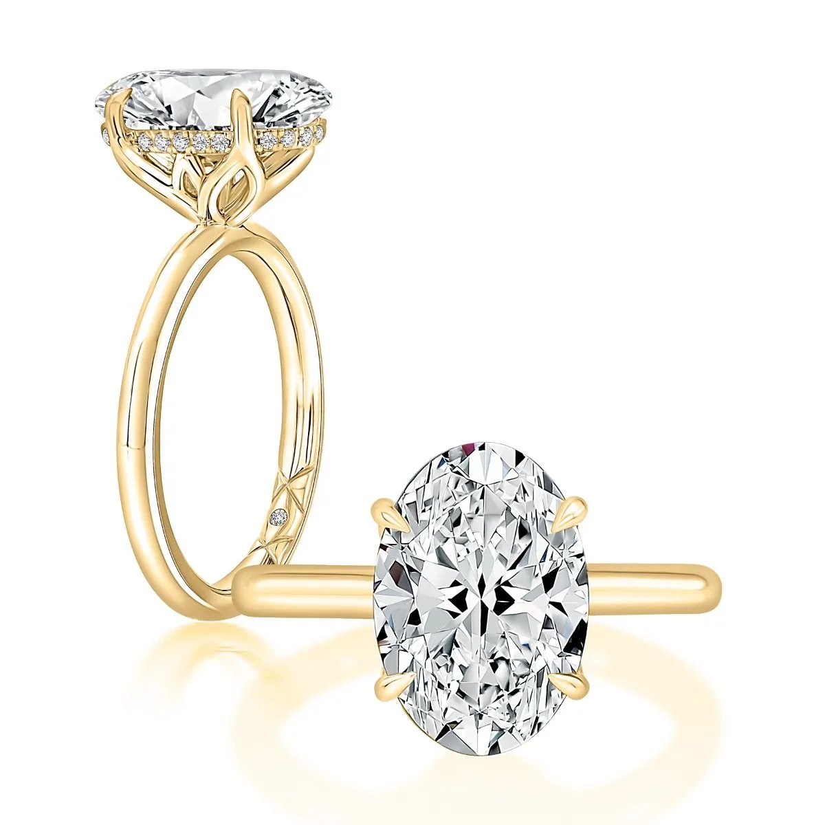 Oval Hidden Halo Diamond Engagement Ring, photograph 4