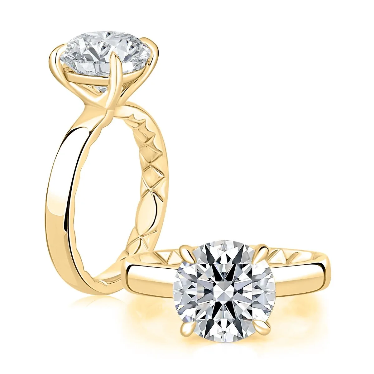 Round Solitaire Engagement Ring with Quilts® Interior