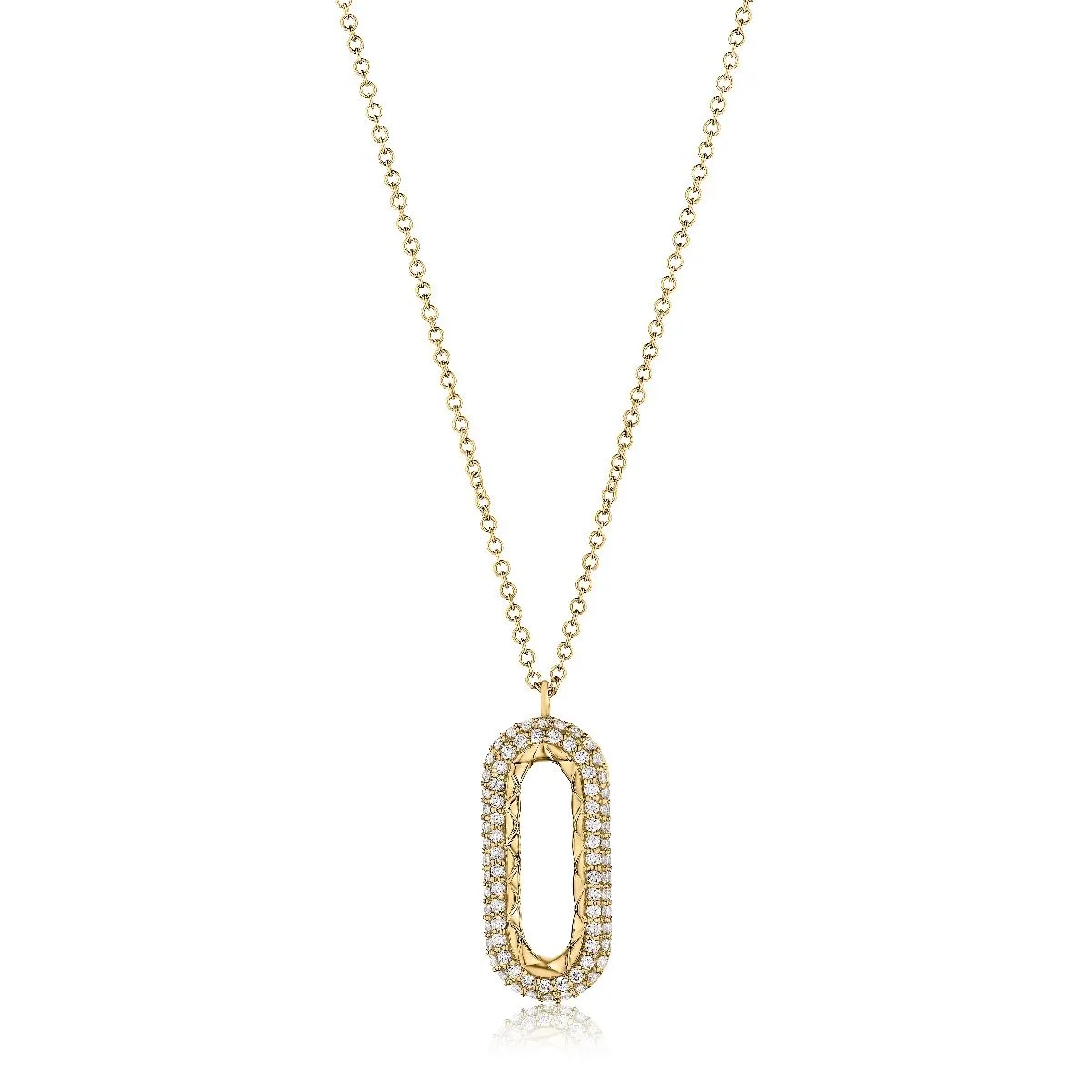 Diamond Studded Paper Clip Pendant with Quilts® Interior and Chain Necklace, photograph 2