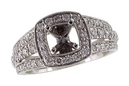 14K White Gold Diamond Semi-Mount Ring