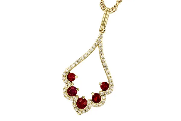 14K Yellow Gold Ruby Necklace