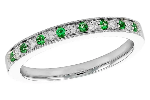 14K White Gold Emerald Anniversary Band