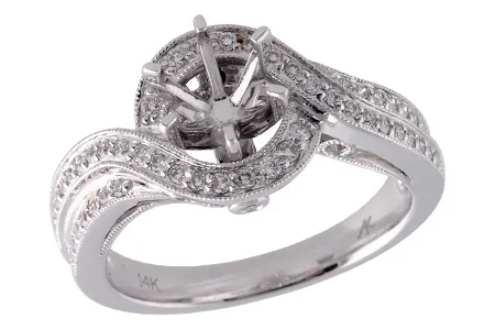 14K White Gold Diamond Semi-Mount Ring