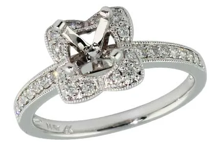 14K White Gold Diamond Semi-Mount Ring