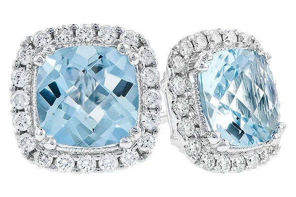 14K White Gold Aquamarine Earrings
