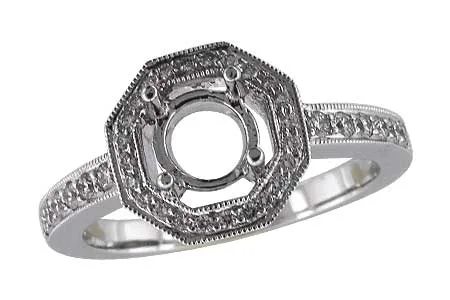 14K White Gold Diamond Semi-Mount Ring