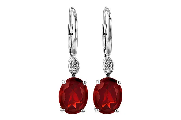 14K White Gold Garnet Earrings