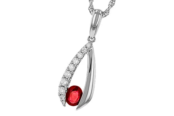 14K White Gold Ruby Necklace