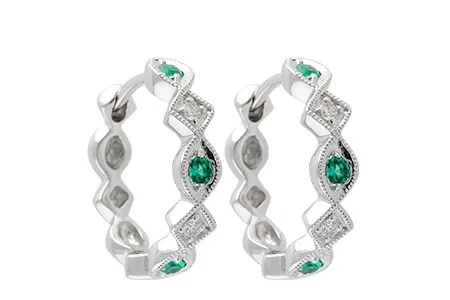 14K White Gold Emerald Earrings