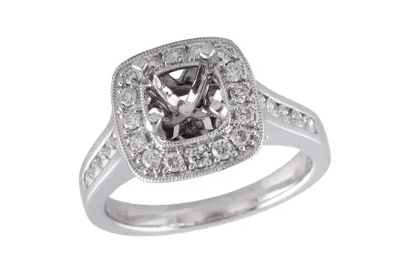 14K White Gold Diamond Semi-Mount Ring