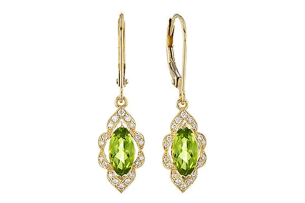 14K Yellow Gold Peridot Earrings