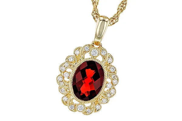 14K Yellow Gold Garnet Necklace