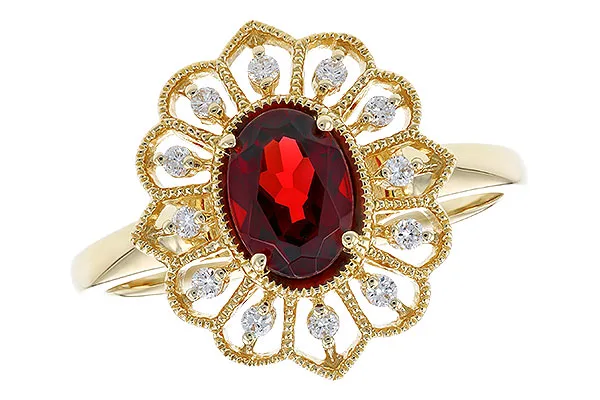 14K Yellow Gold Garnet Ring