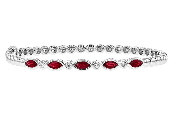 14K White Gold Ruby Bracelet
