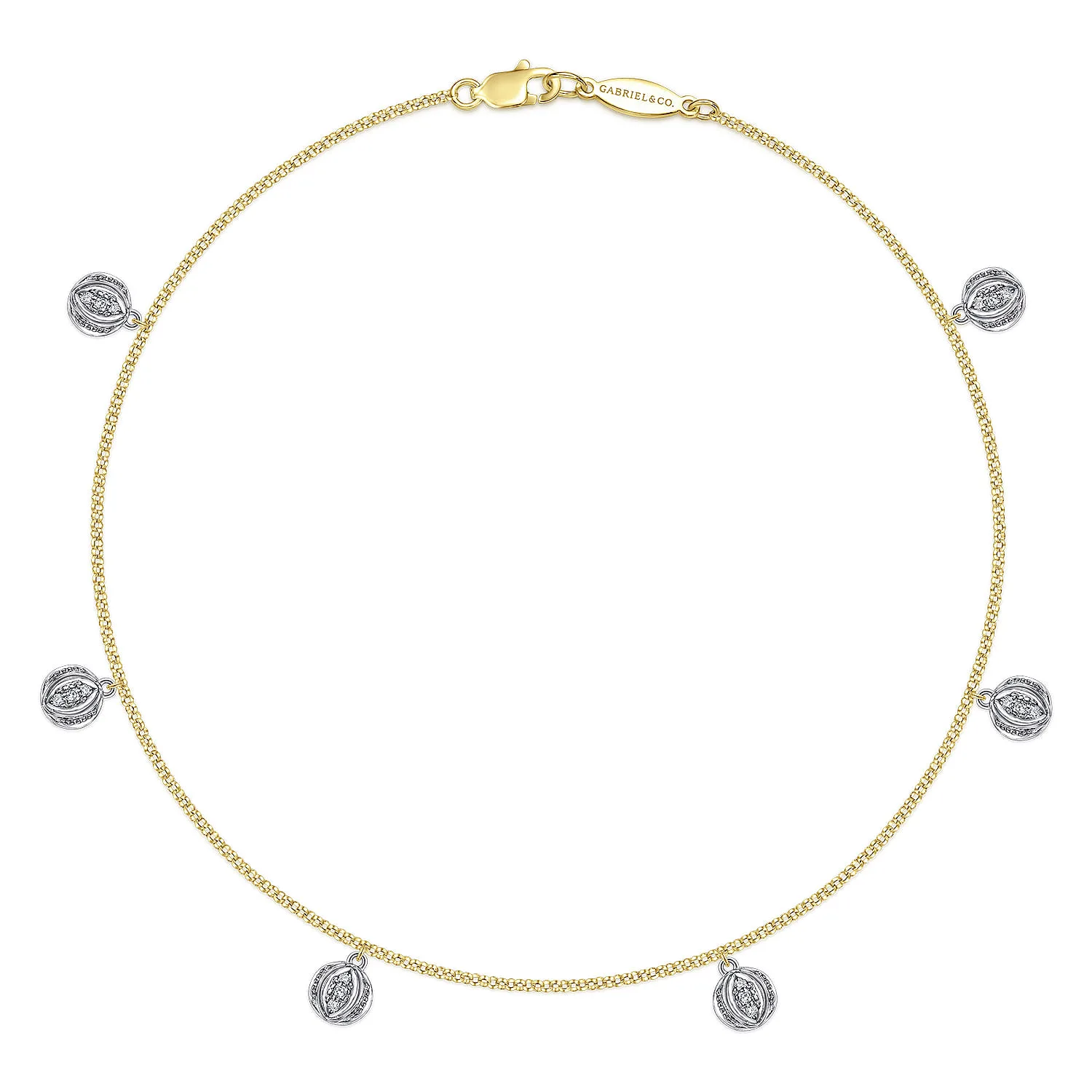 Chain Ankle Bracelet with White Gold Diamond Drops
