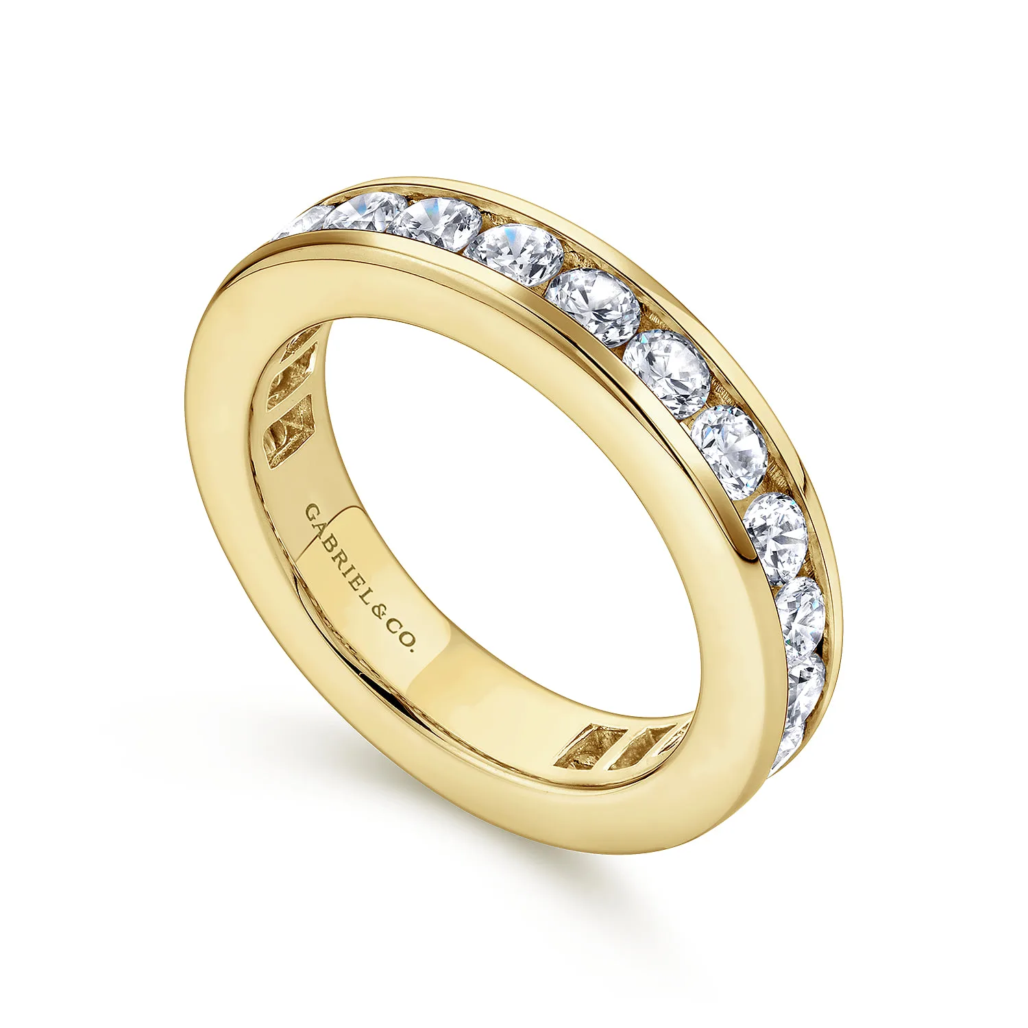 Channel Set Diamond Eternity Band in 14K Yellow Gold, photograph 3