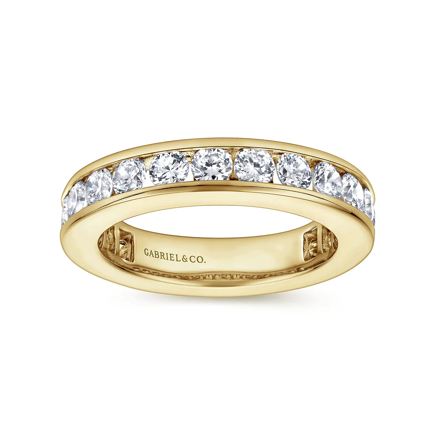 Channel Set Diamond Eternity Band in 14K Yellow Gold, photograph 4
