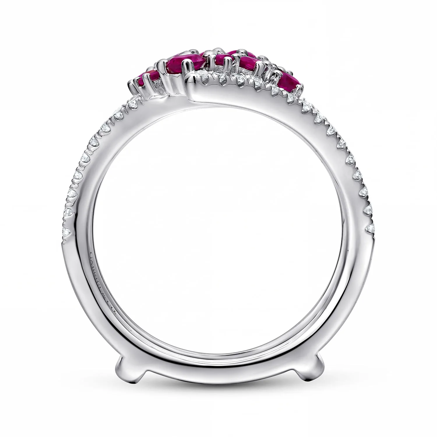 Prong Set Ruby and Diamond Ring Enhancer in 14K White Gold, photograph 2