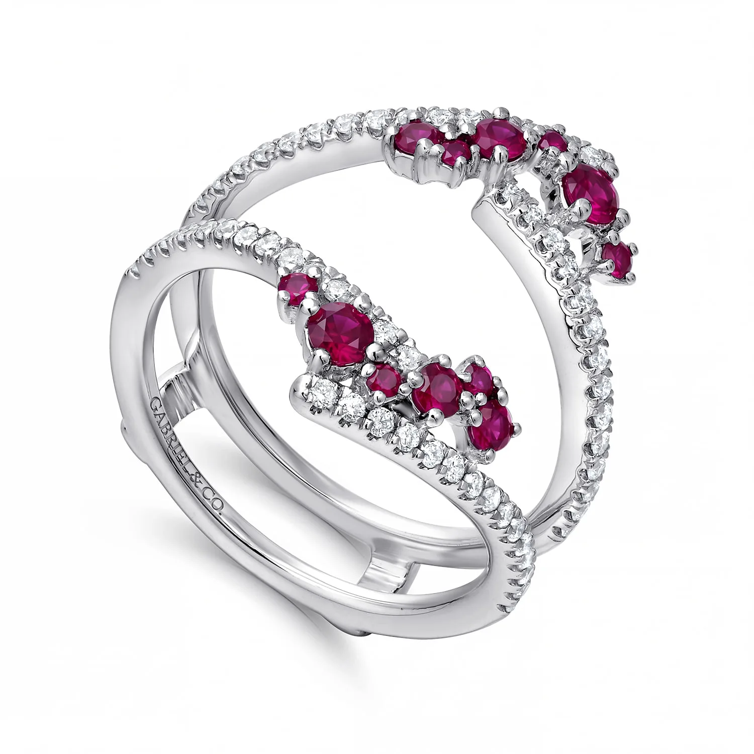 Prong Set Ruby and Diamond Ring Enhancer in 14K White Gold, photograph 3