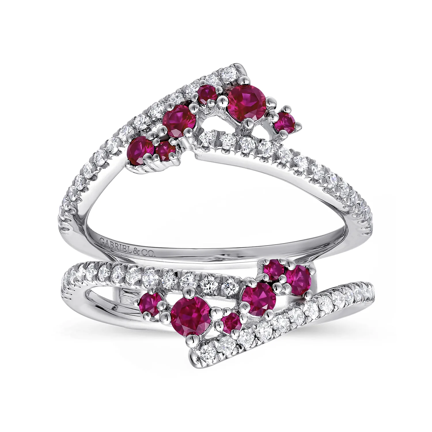 Prong Set Ruby and Diamond Ring Enhancer in 14K White Gold, photograph 4