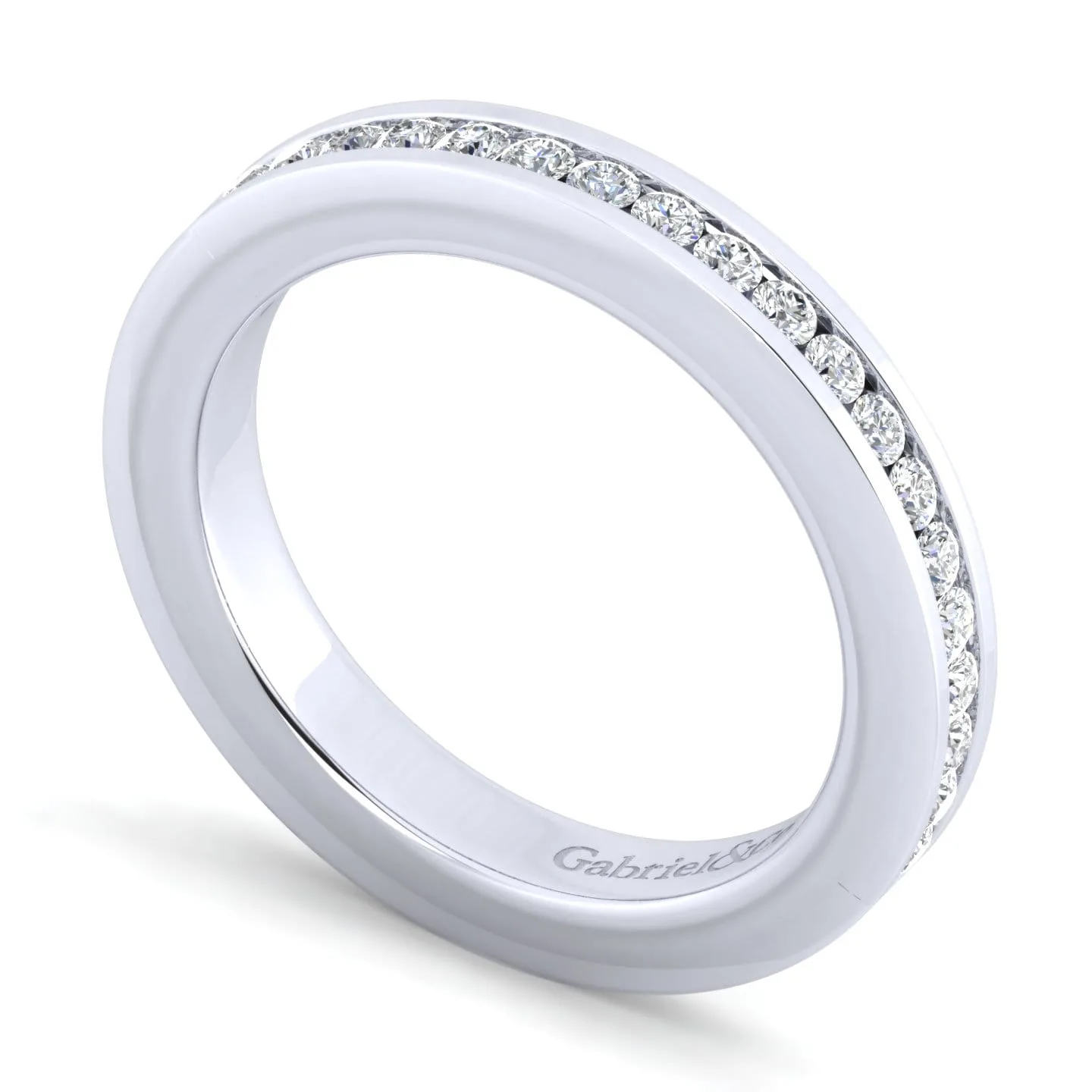 Channel Set Diamond Anniversary Band in 14K White Gold, photograph 3