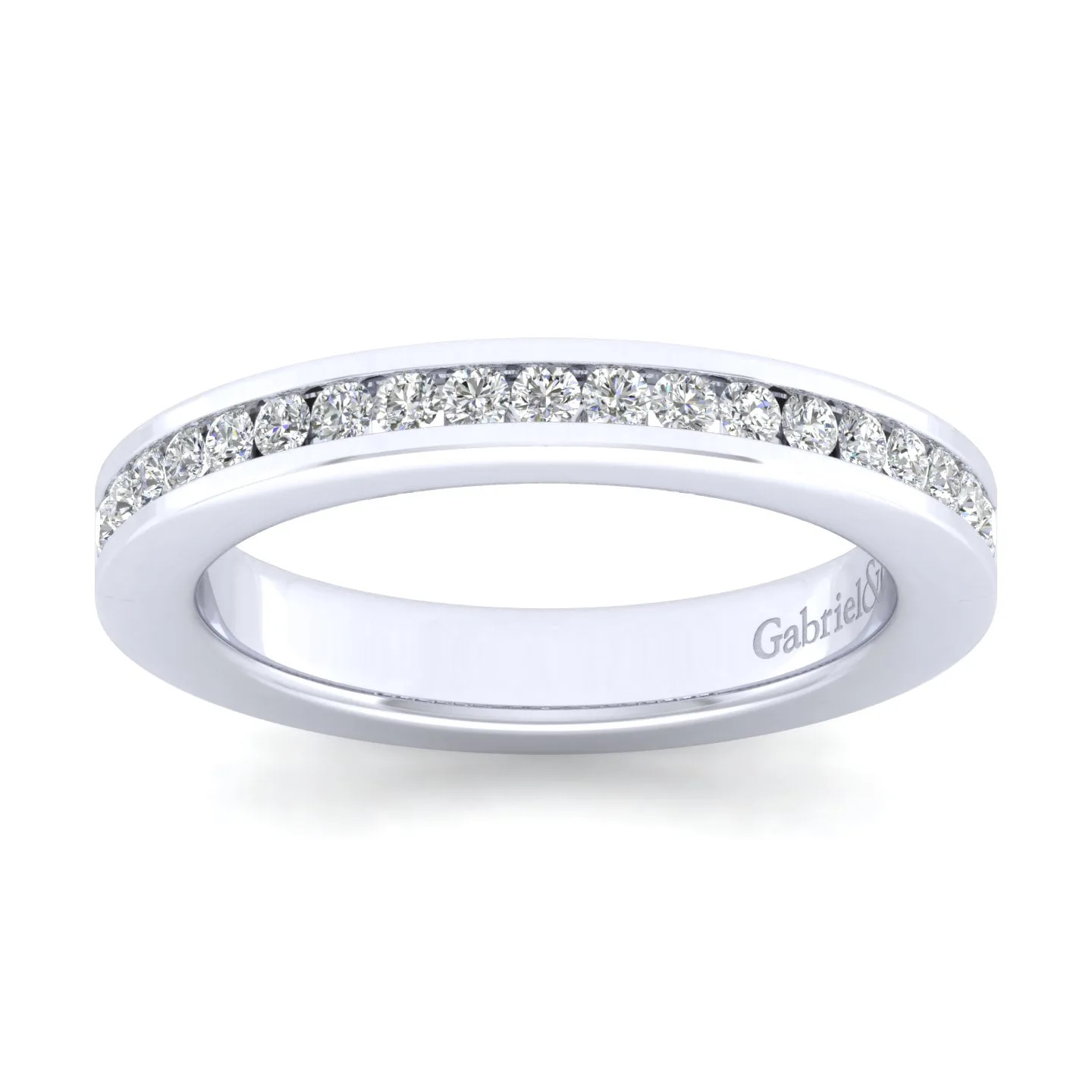 Channel Set Diamond Anniversary Band in 14K White Gold, photograph 4