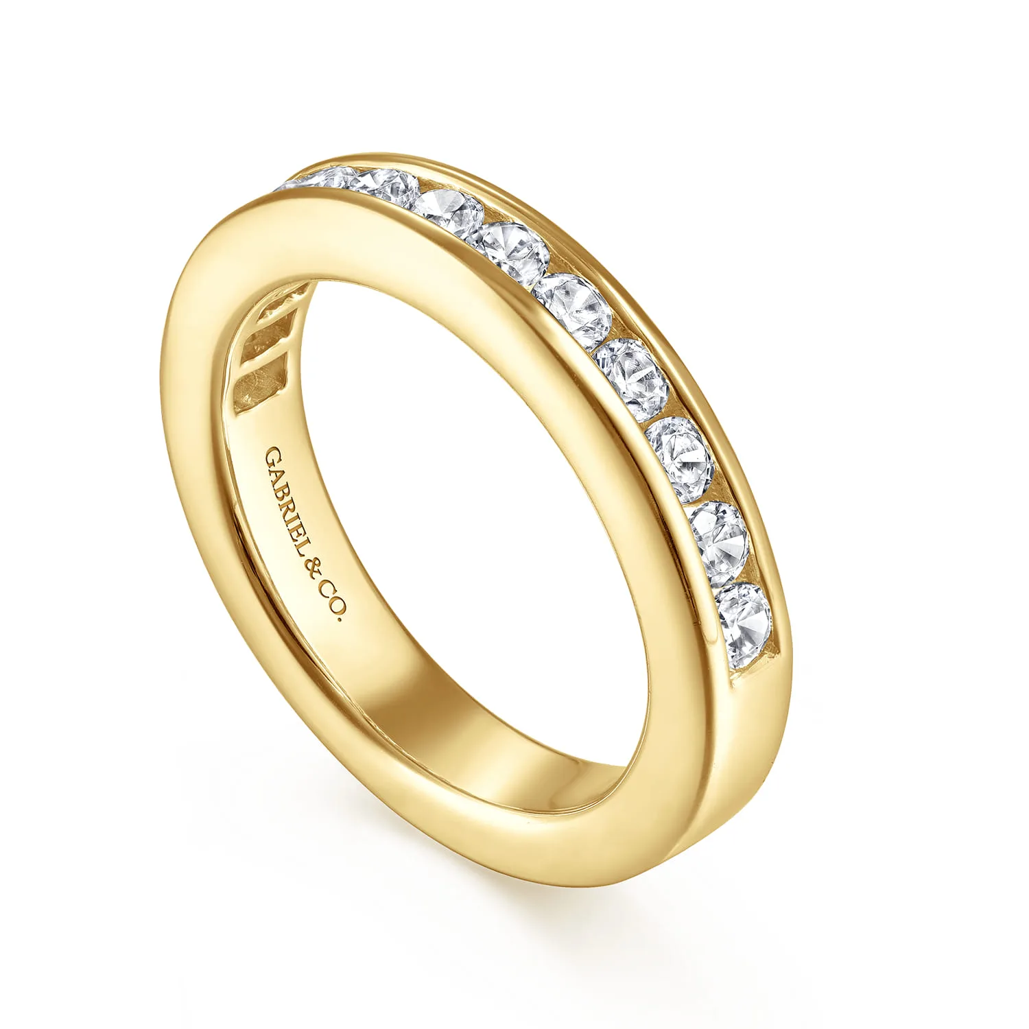 Channel Set Diamond Anniversary Band in 14K Yellow Gold, photograph 3