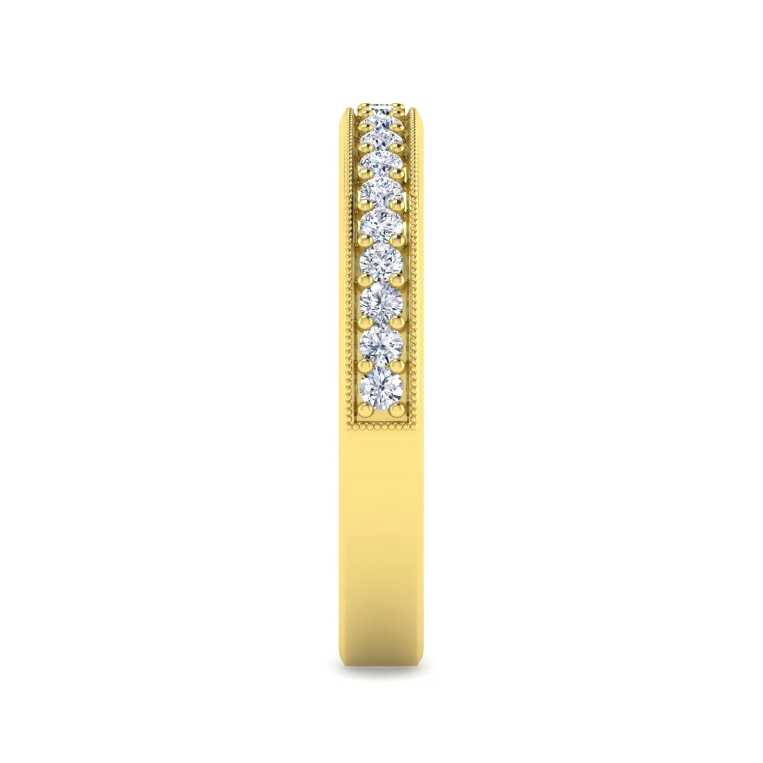 Channel Prong Diamond Anniversary Band with Milgrain in 14K Yellow Gold, photograph 4