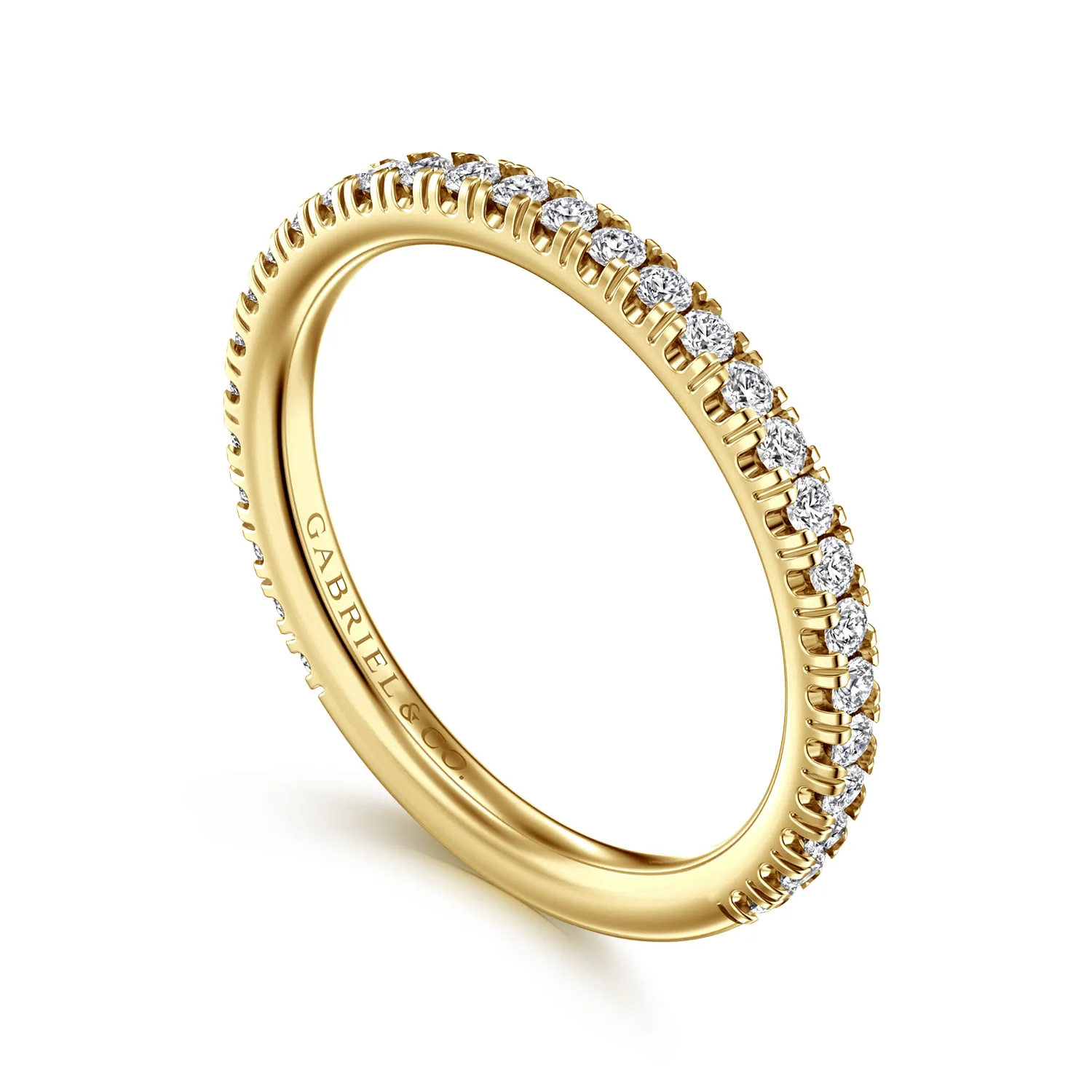 French Pave Diamond Wedding Band in 14K Yellow Gold, photograph 3