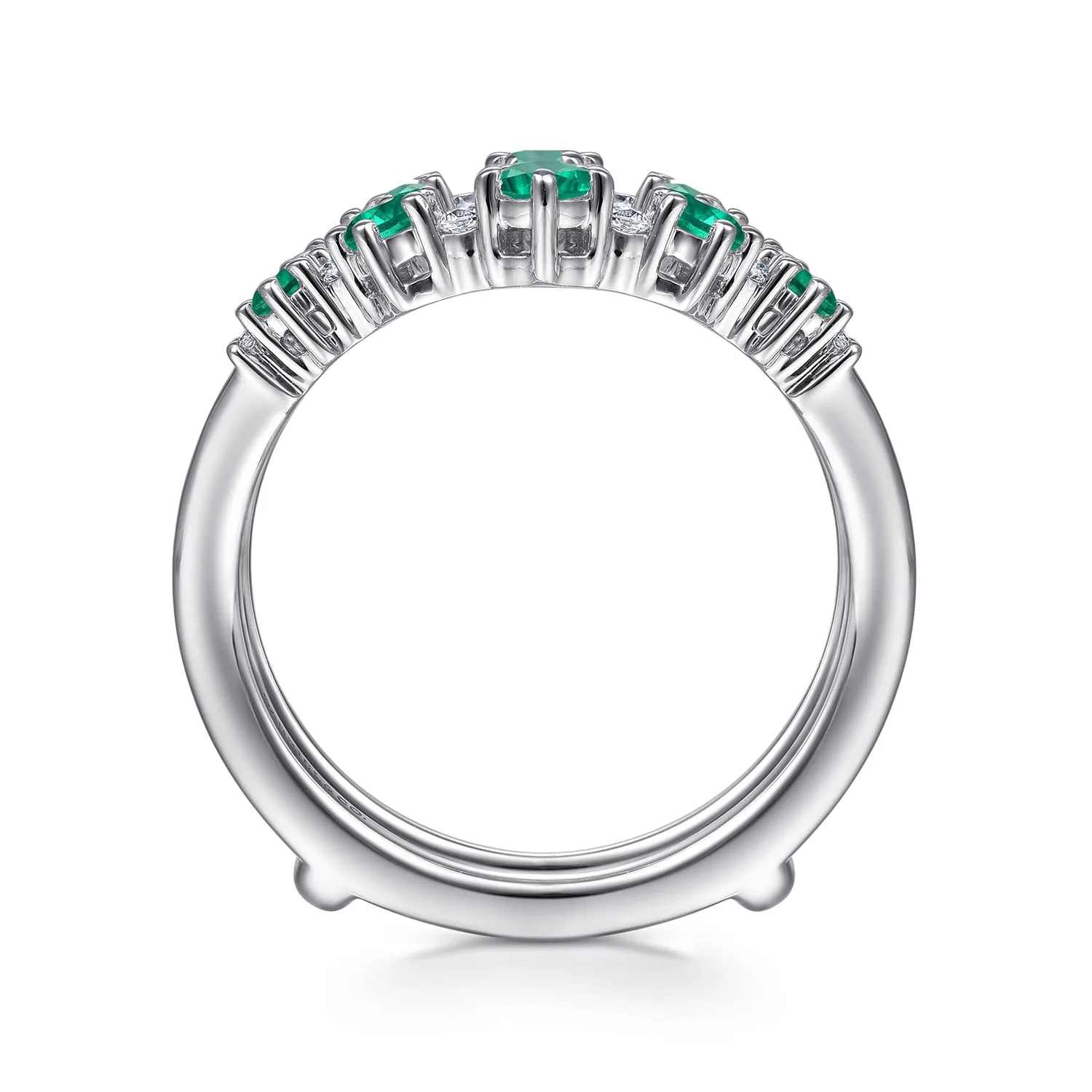 Prong Set Emerald and Diamond Ring Enhancer in 14K White Gold, photograph 2