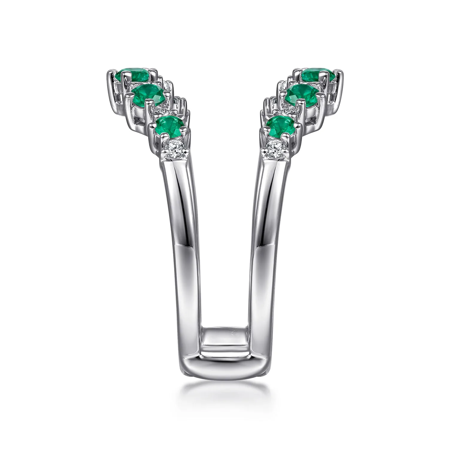Prong Set Emerald and Diamond Ring Enhancer in 14K White Gold, photograph 4