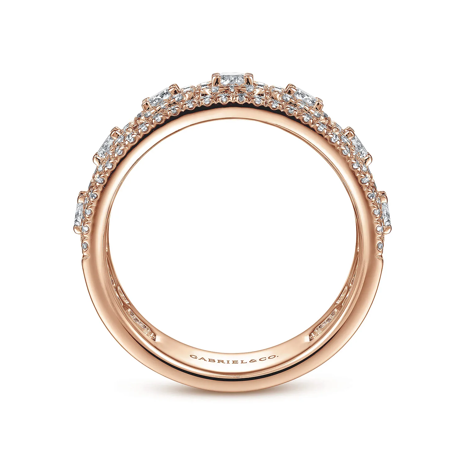 Wide Diamond Anniversary Band in 14K Rose Gold, photograph 2