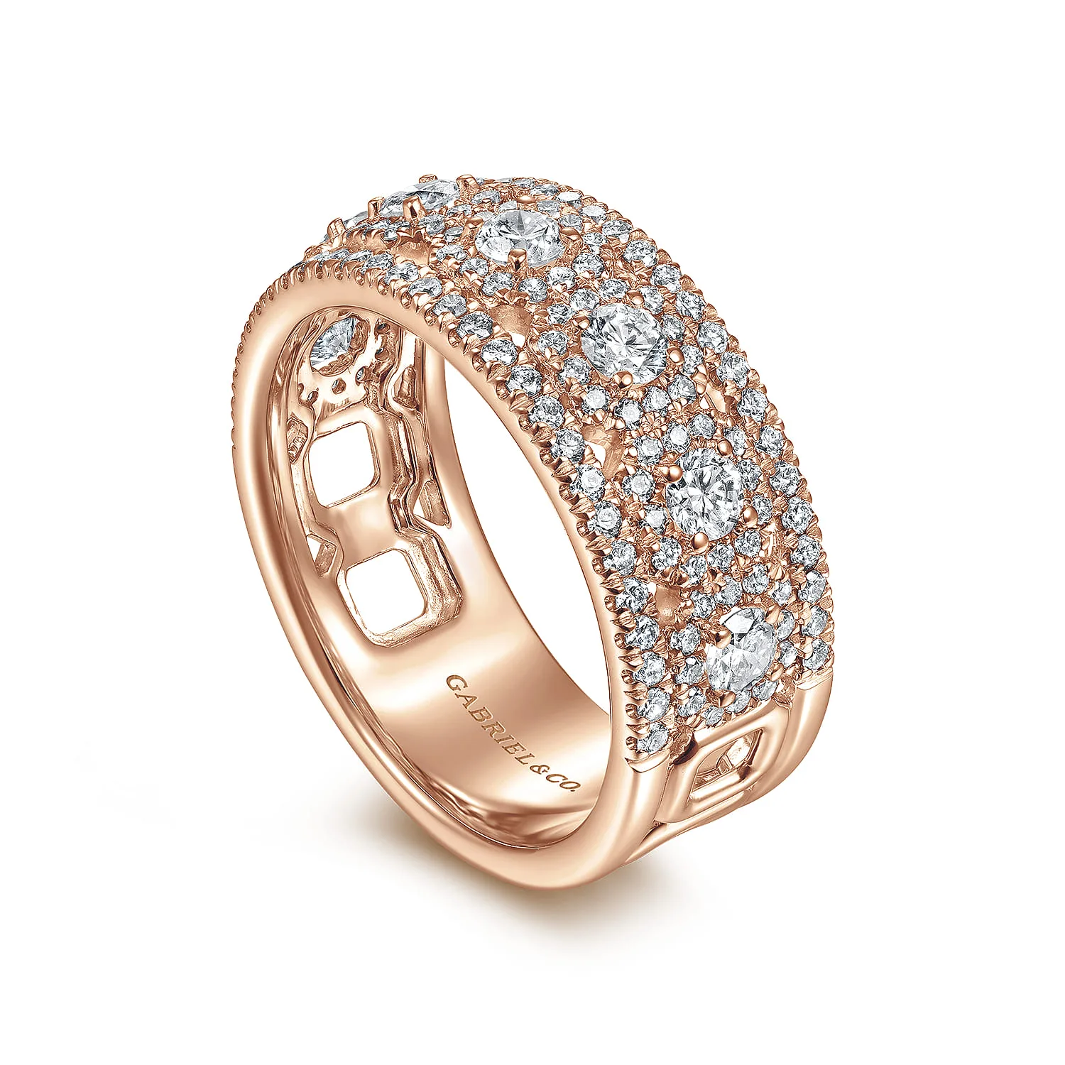 Wide Diamond Anniversary Band in 14K Rose Gold, photograph 3