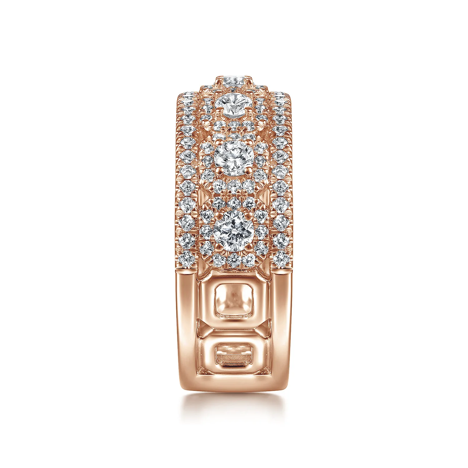 Wide Diamond Anniversary Band in 14K Rose Gold, photograph 4