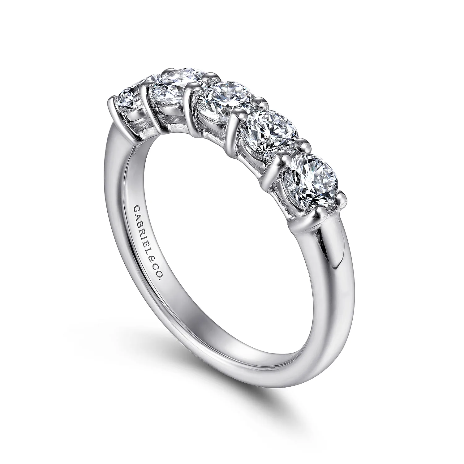 5 Stone Diamond Anniversary Band in 14K White Gold, photograph 3