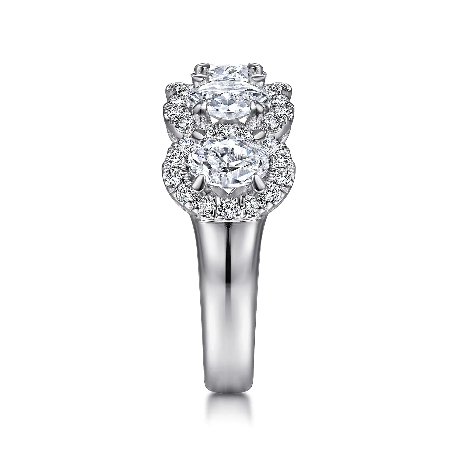 and Diamond Halo Station Anniversary Band in 14K White Gold, photograph 4