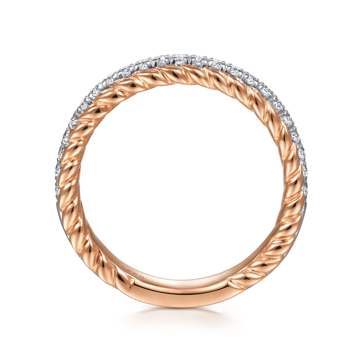 Diamond Anniversary Band with Scalloped Edge in 14K White/Rose Gold, photograph 2