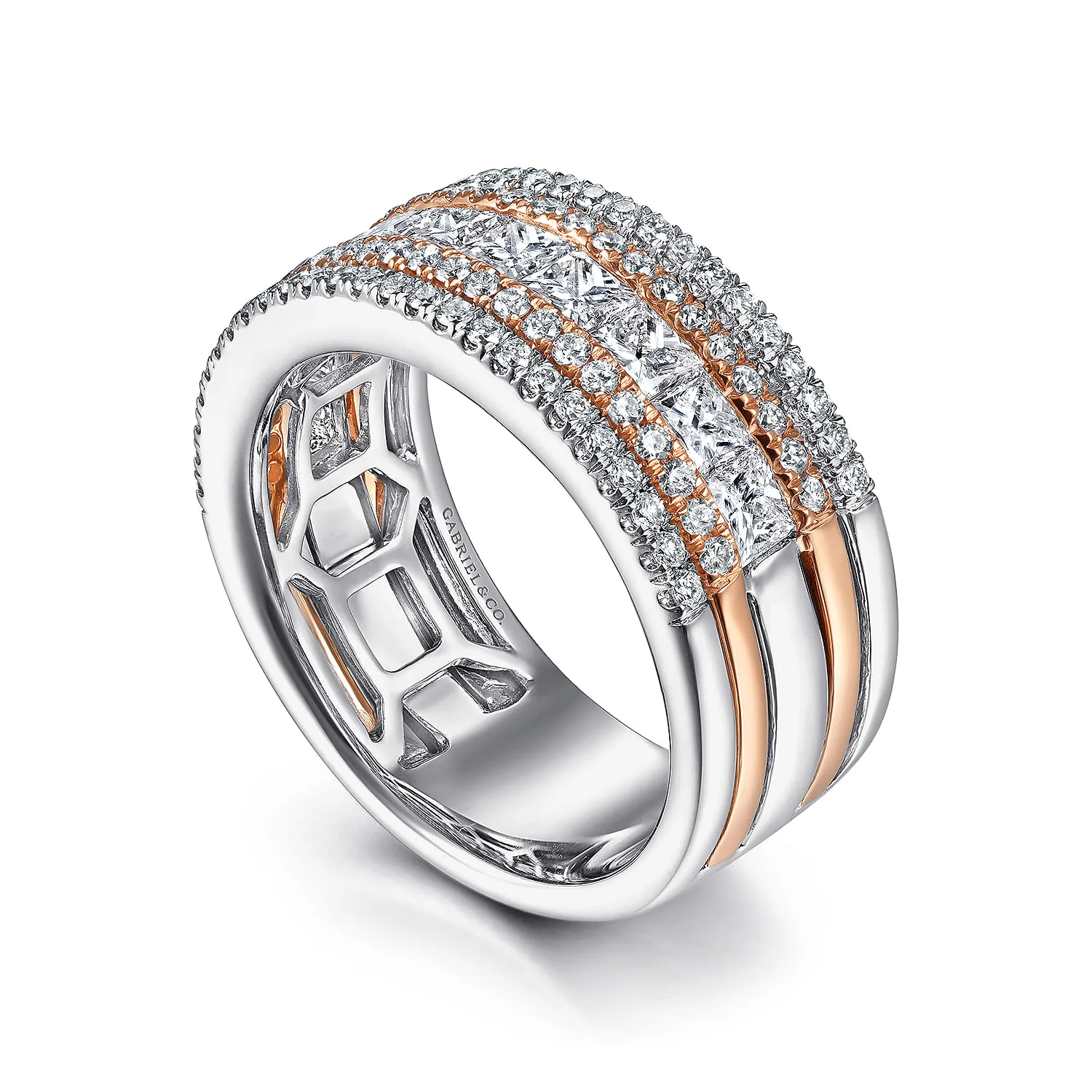 Wide Diamond Anniversary Ring in 14K White/Rose Gold, photograph 3