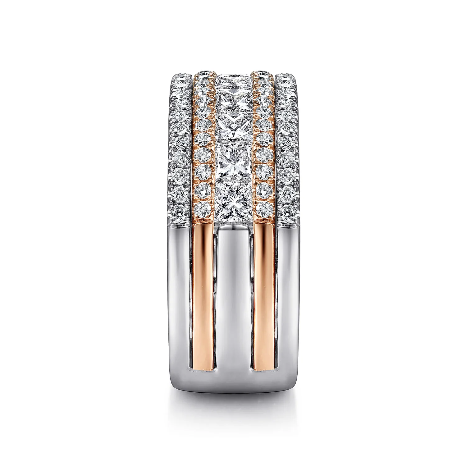 Wide Diamond Anniversary Ring in 14K White/Rose Gold, photograph 4