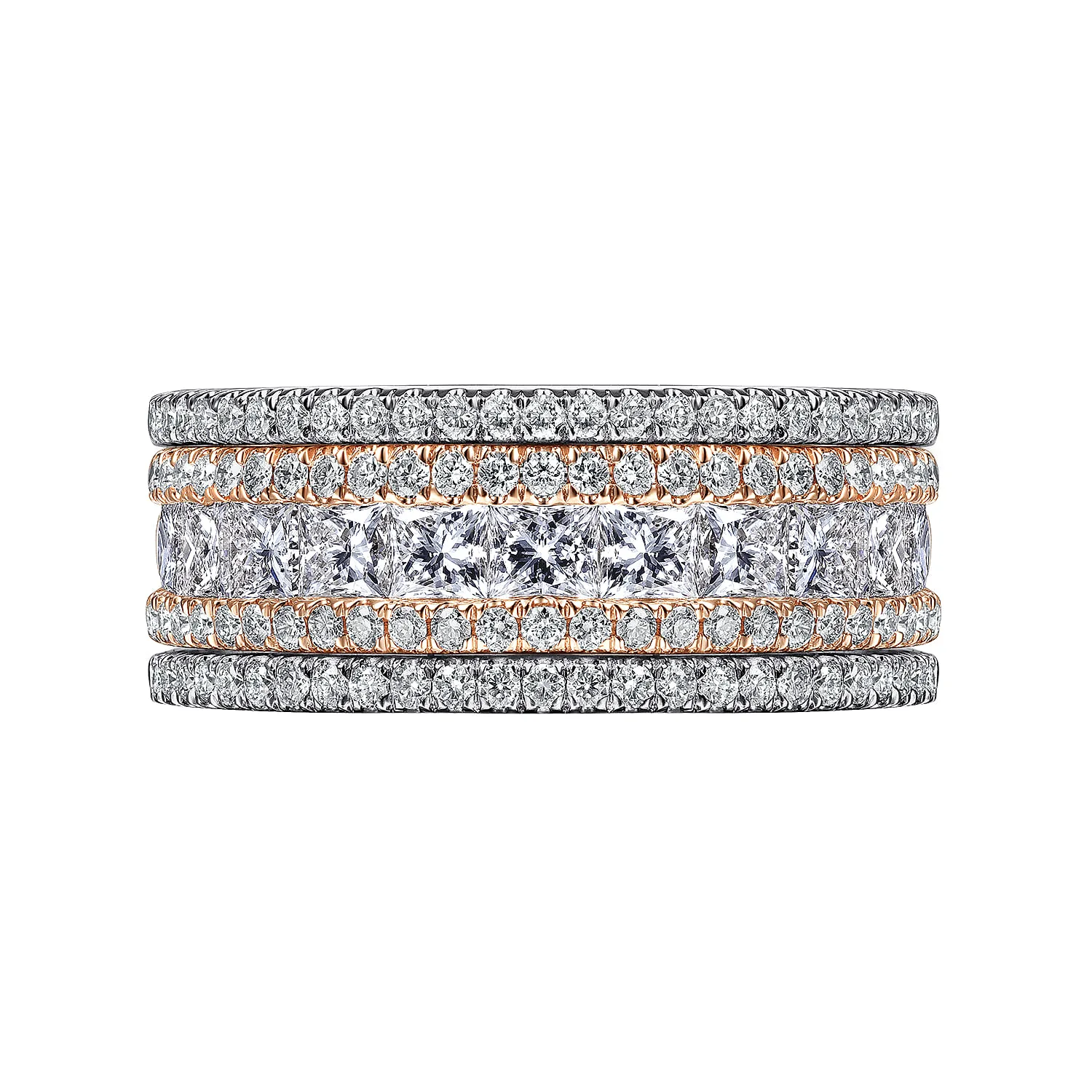 Wide Diamond Anniversary Ring in 14K White/Rose Gold, photograph 6