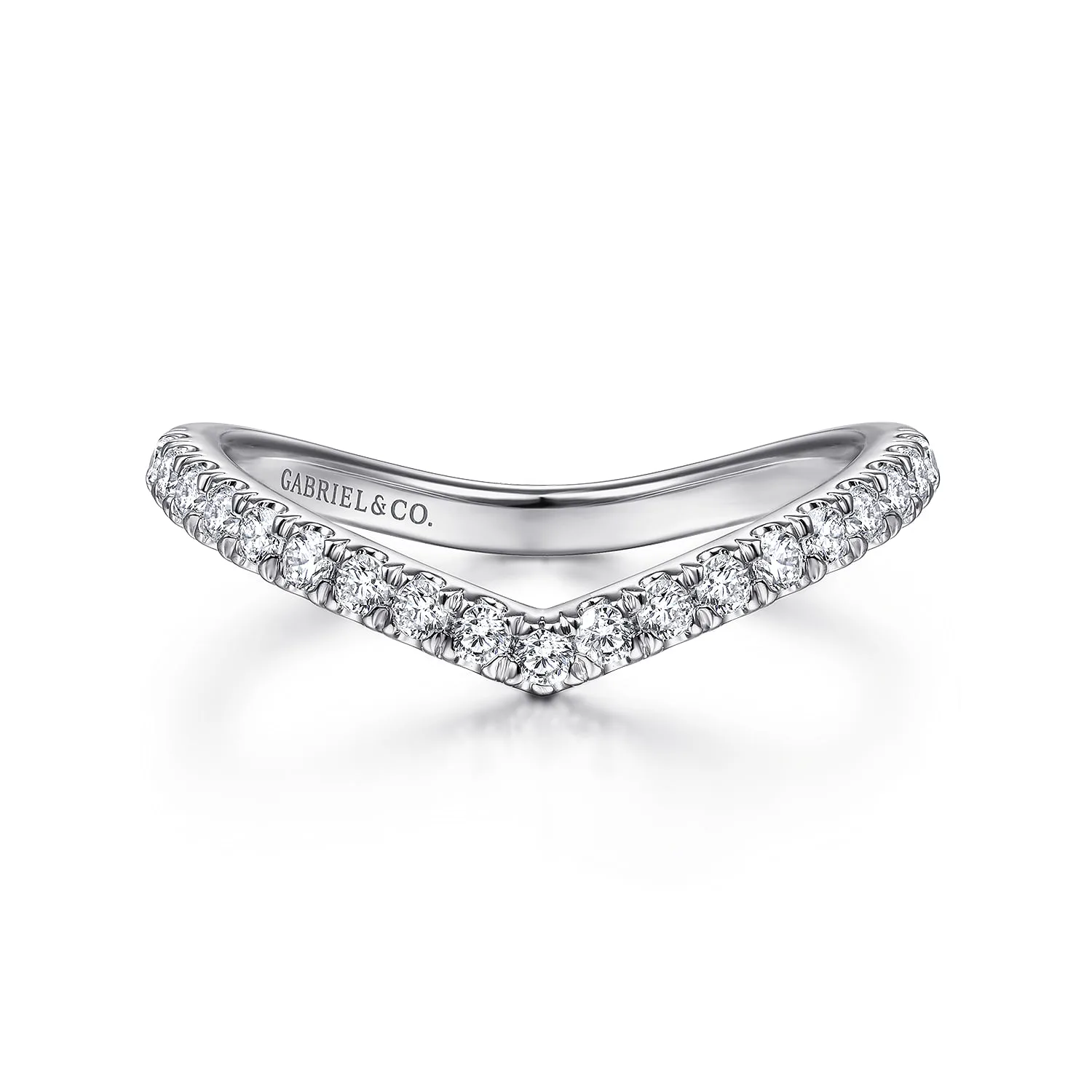 Curved V Diamond Wedding Band