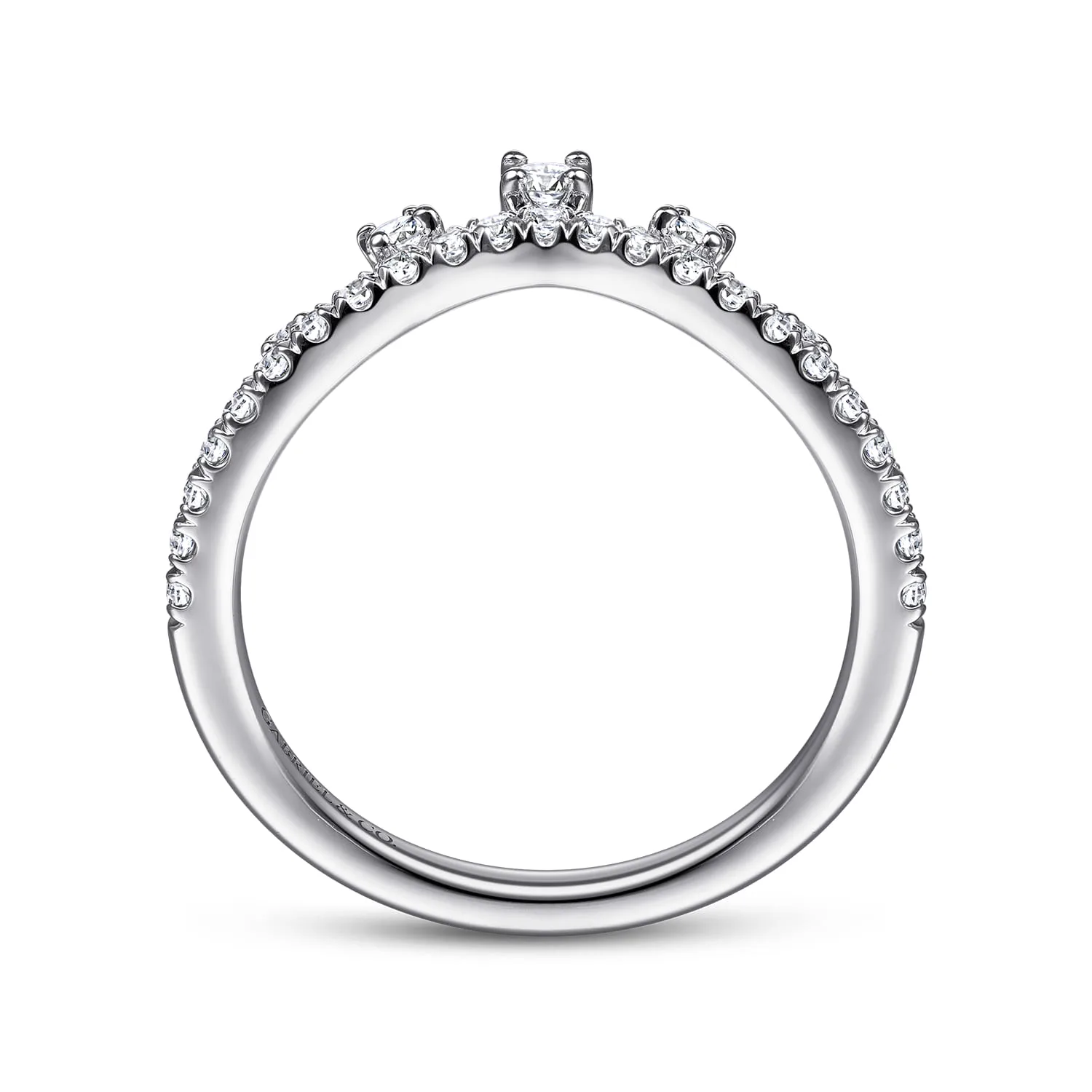 Curved Diamond Wedding Band in 14K White Gold, photograph 2