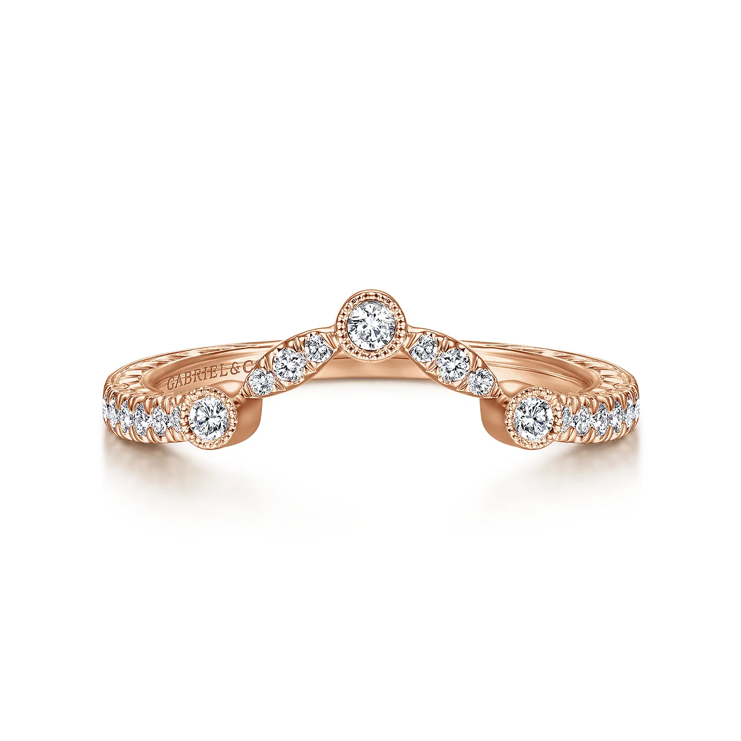 Vintage Inspired Curved Diamond Wedding Band