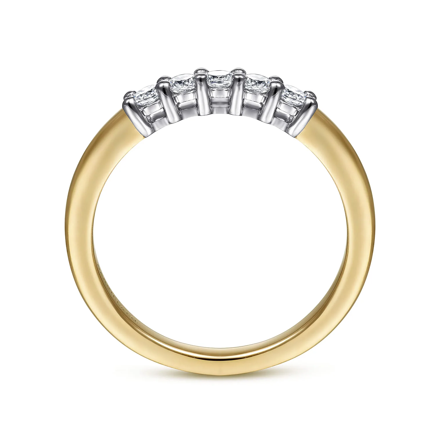 5 Stone Shared Prong Diamond Anniversary Band in 14K White/Yellow Gold, photograph 2