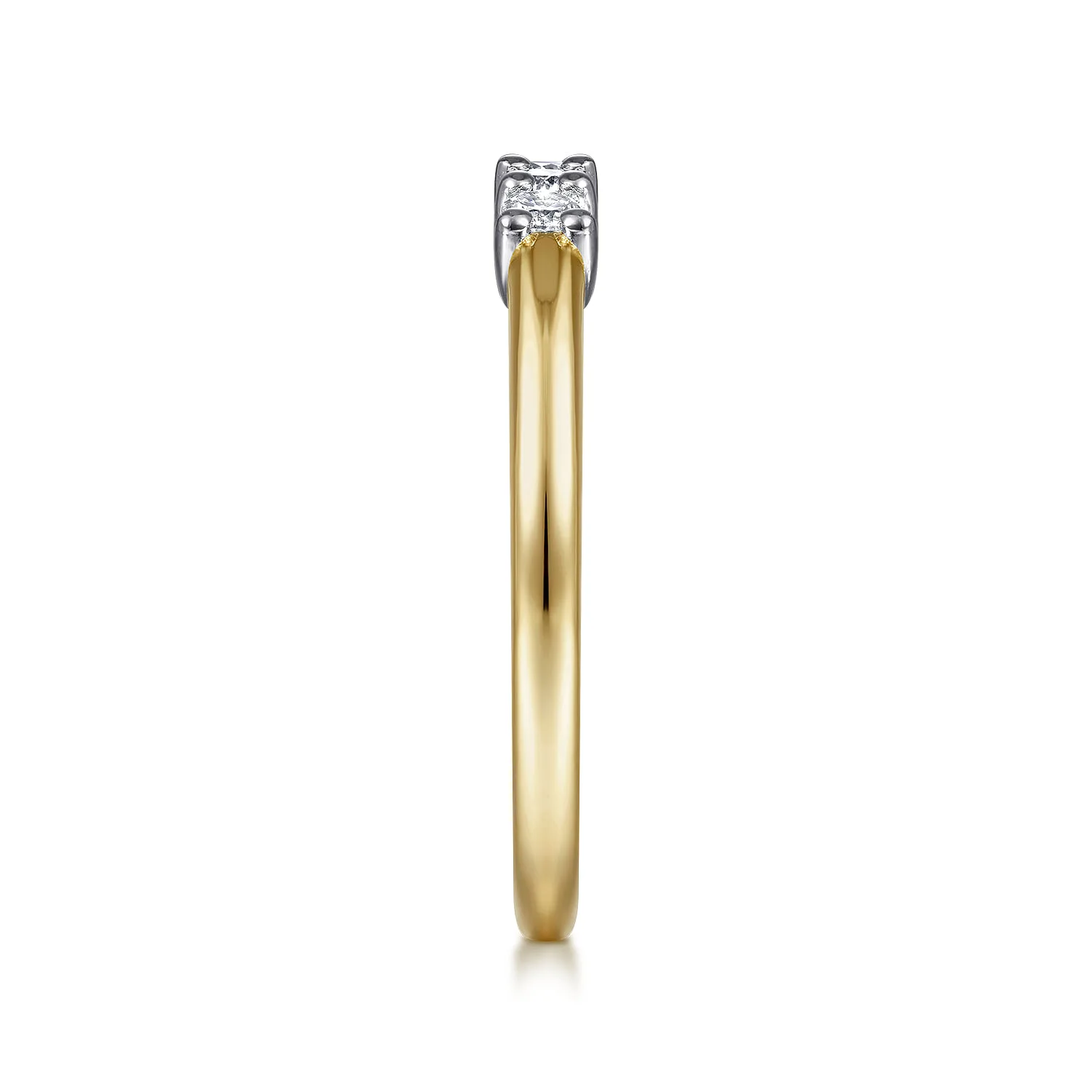 5 Stone Shared Prong Diamond Anniversary Band in 14K White/Yellow Gold, photograph 4